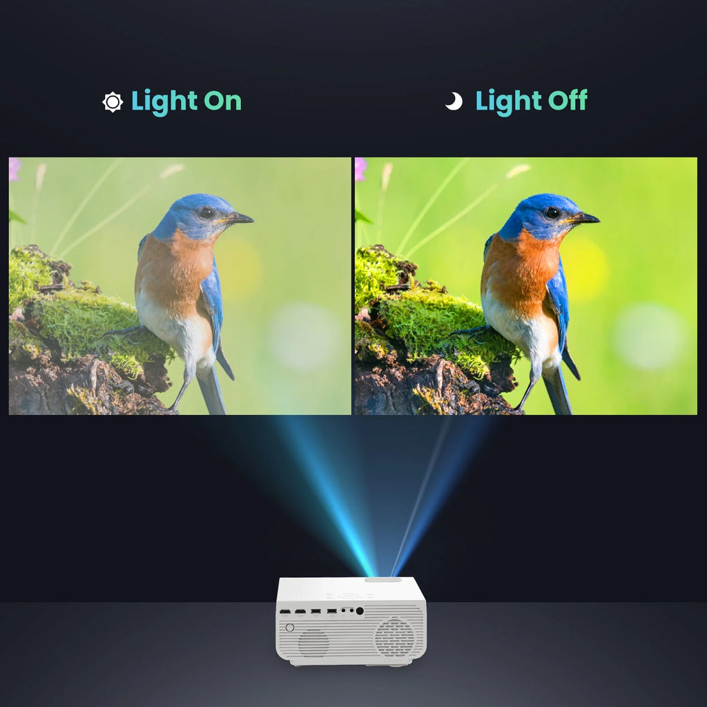 1080P Projector with 5G Wifi and Bluetooth, 240 ANSI, Support 4K, Compatible with Soundbar, 100" Screen Included