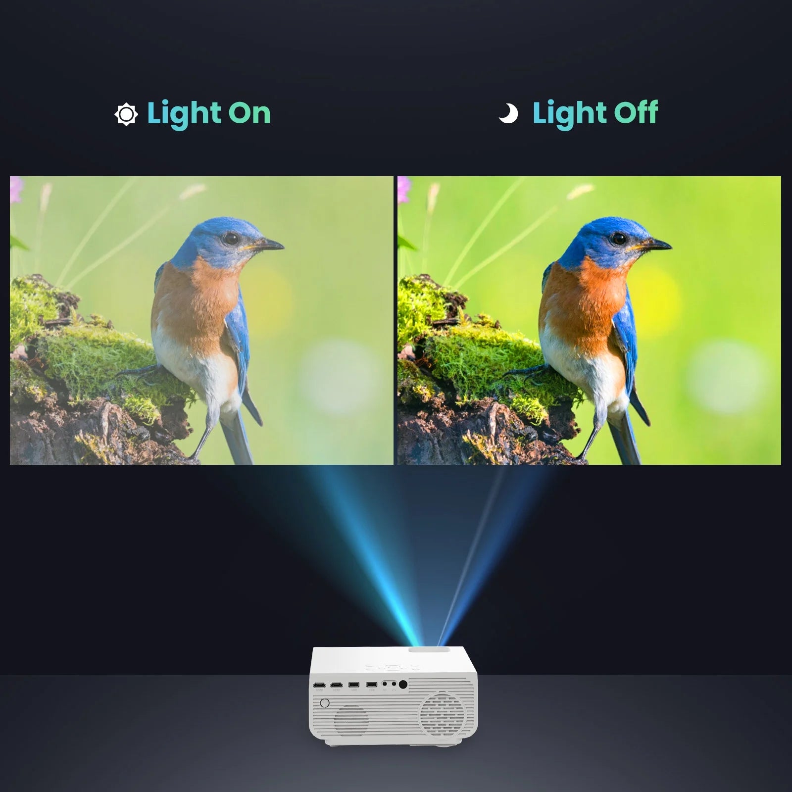 1080P Projector with 5G Wifi and Bluetooth, 240 ANSI, Support 4K, Compatible with Soundbar, 100" Screen Included