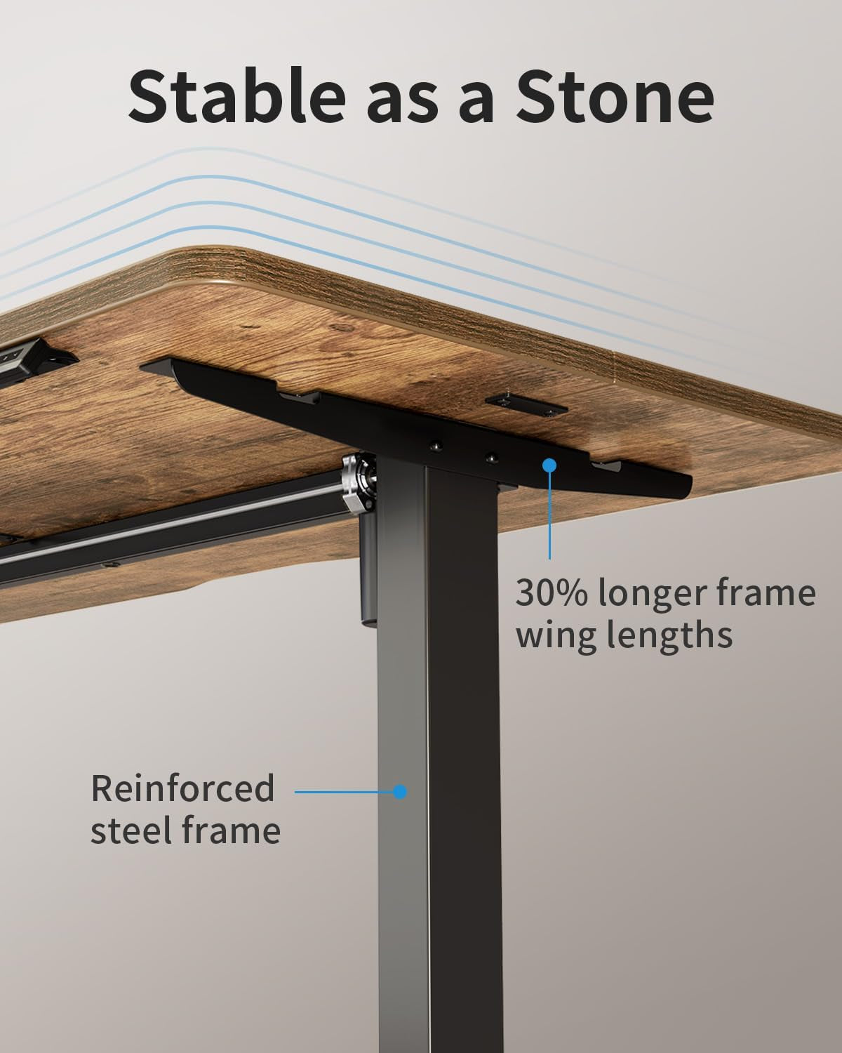 Electric Standing Desk, 48 X 24 Inches Height Adjustable Stand up Desk, Sit Stand Home Office Desk, Computer Desk, Rustic Brown